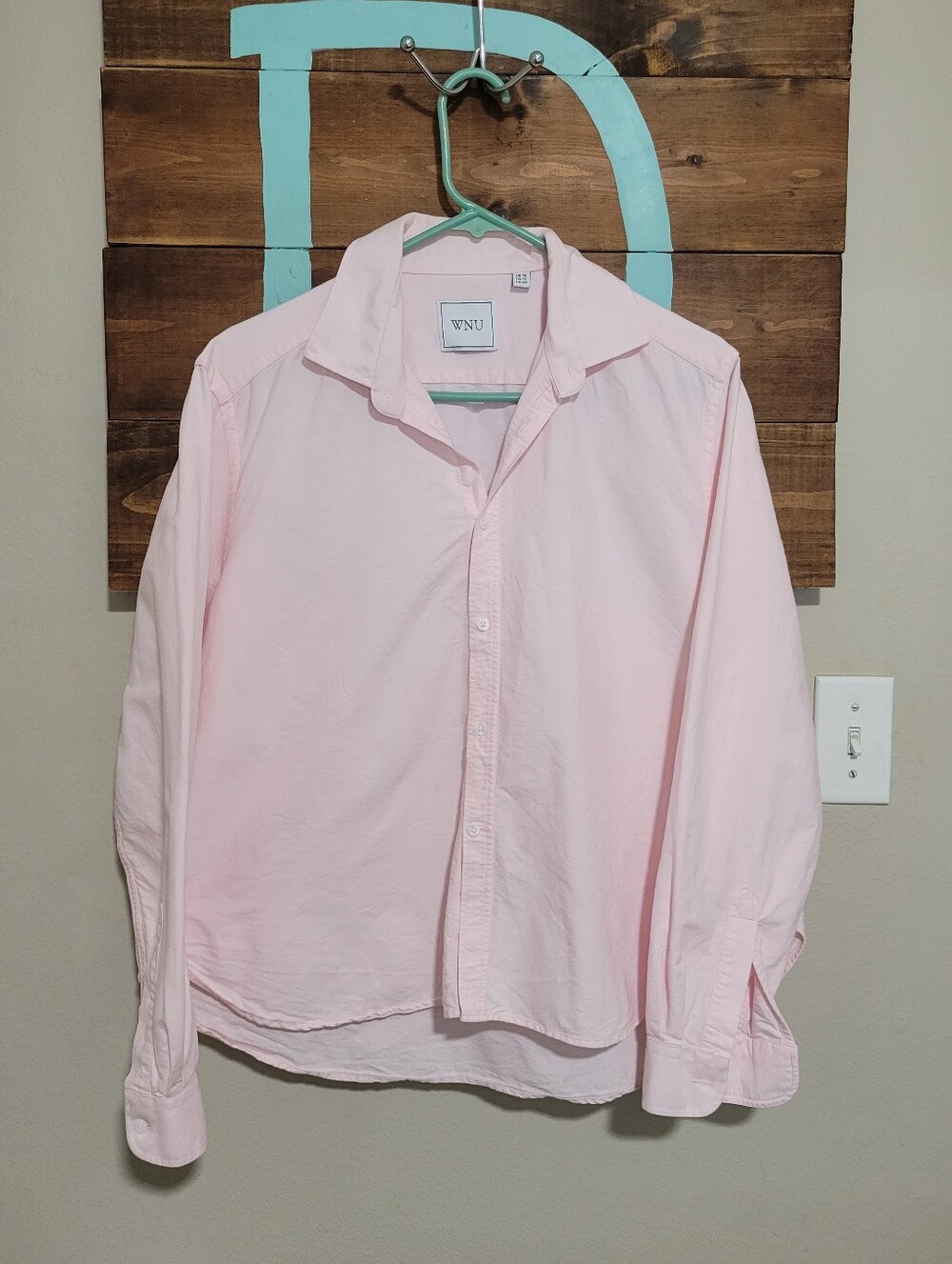 WNU Rose Pink The Classic Oxford Button-Up Sustanable Minimalist Shirt Size 12